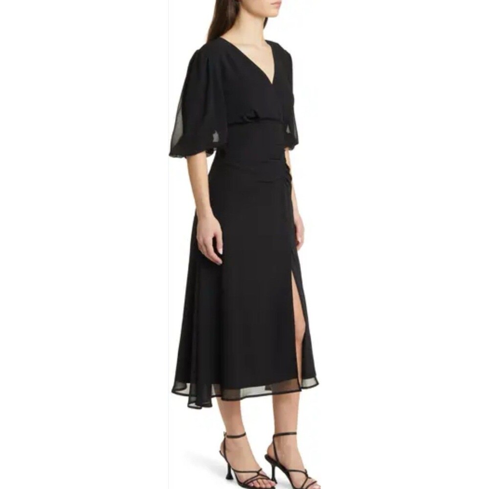 Chelsea28 Forget Me Not Gathered Waist Black Short Sleeve Dress Size XXL